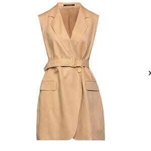 Tagliatore 100% Linen Tan Harmony Blazer Vest Dress EU 40 / US 8 $525